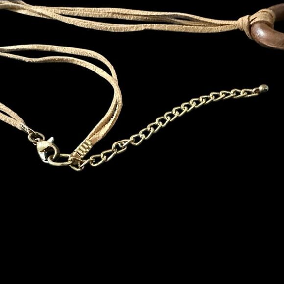 Natural Elements Glass Stone Metal Beads Wood Pendant Cluster Statement Necklace - Picture 6 of 7